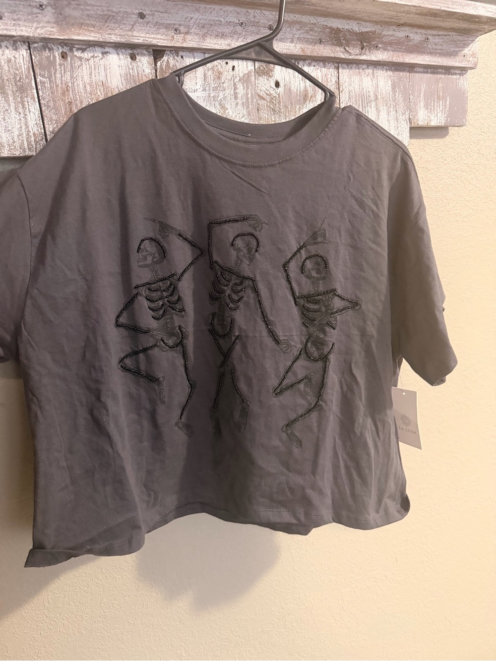 Women’s  Gray Skeleton Graphic Tee
